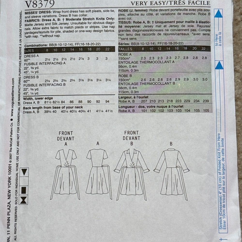 Vogue women's dress sewing pattern - Picture 3 of 3